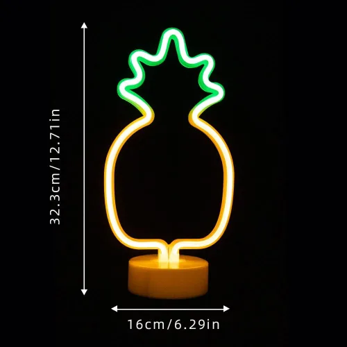 Vista 3 de Cartel de neón LED para interior, luz nocturna con base de soporte, funciona con batería/USB, luz decorativa de neón