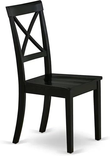 Vista 11 de East West Furniture AMBO3-BCH-W Juego de mesa y sillas de cocina de 3 piezas contiene una mesa de comedor redonda con pedestal y 2 sillas de asiento