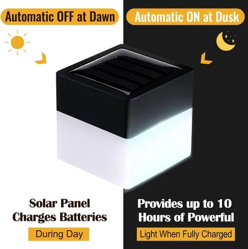 Vista 4 de Tujoe Luces solares para poste de valla de 2 x 2 pulgadas (2.0 in x 2.0 in) (blanco, paquete de 6)