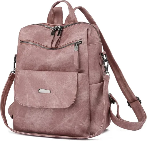 Vista 16 de Bolso tipo mochila para mujer, pequeño, de cuero impermeable antirrobo, bolsos de hombro para damas