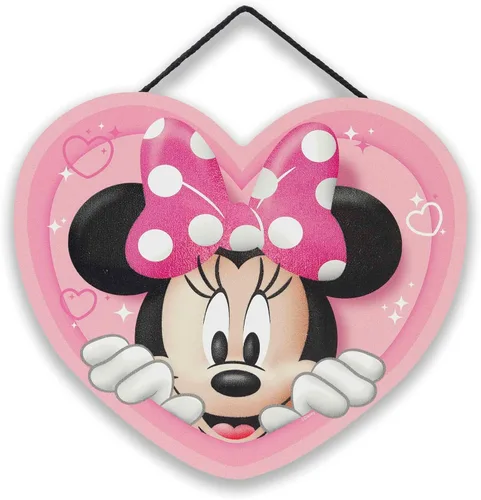 Vista 14 de Open Road Brands Disney Mickey Mouse y Minnie Mouse - Letrero de pared en forma de corazón Negro/blanco