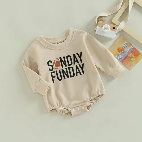 Vista 7 de MERSARIPHY Sudadera de fútbol para bebé traje de manga larga con letras divertidas para otoño e invierno