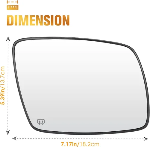 Vista 4 de Espejo calefactable para el lado derecho del pasajero para Dodge Journey 2009 2010 2011 2012 2013 2014 2015 2016 2017 2018 2019 repuesto