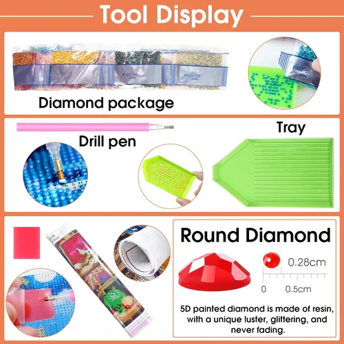 Vista 5 de Wergund - Kits de pintura de diamantes para atrapasueños de lobo, kits de pintura de diamantes para adultos y niños, bordado de diamantes