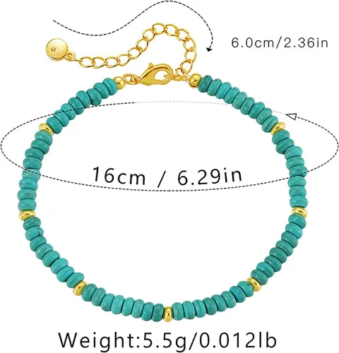 Vista 6 de Delicadas pulseras de oro para mujer, chapado en oro 18, ajustable, mal de ojo, mariposa, cuentas, perla, corazón, turquesa, hecha a mano para mujer