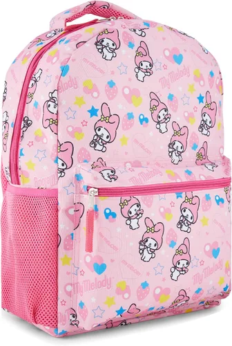 Vista 11 de Hello Kitty Allover Mochila escolar - My Melody, Kuromi, Keroppi, Badtz-Maru - Mochila para niños, niñas, mujeres - Mochila escolar