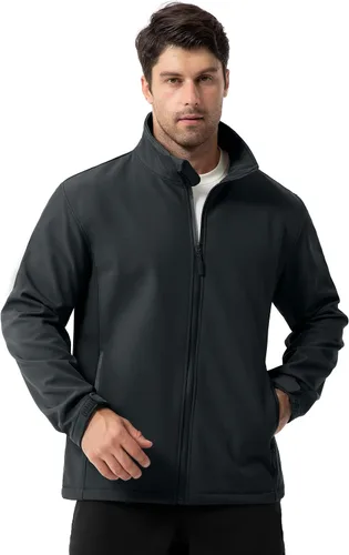 Vista 2 de ZITY Chaqueta Softshell Ligera para Hombre con Forro Polar Impermeable Chaqueta de Lluvia con Cremallera Carcasa Suave Cortavientos Rompevientos