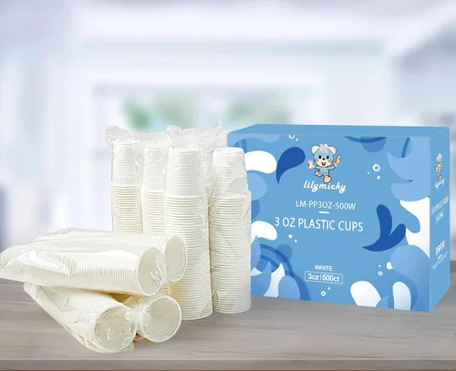 Vista 7 de Lilymicky Paquete de 500 vasos de plástico desechables de 3 onzas, vasos de baño de plástico de 3 onzas, pequeños chupitos de fiesta de gelatina