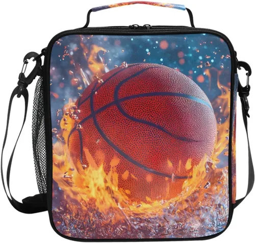 Vista 68 de Lonchera con patrón de cuadros blancos y negros, bolsa de almuerzo aislada, bolsa de preparación para niños, correa de hombro congelable a001
