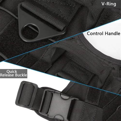 Vista 4 de Chaleco para perro de servicio táctico, excelente Elite Spanker. Chaleco para entrenar, cazar, con sistema Molle, de nylon, resistente al agua.