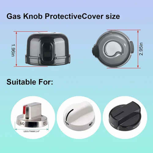 Vista 2 de Fundas de seguridad para pomo de estufa y cerradura de horno para niños y bebés, fundas para pomos de gas de tamaño universal, vista clara, fundas