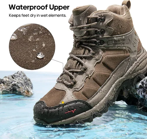 Vista 39 de NORTIV 8 - Botas de senderismo impermeables para hombre, zapatos de montañismo ligeros para exteriores