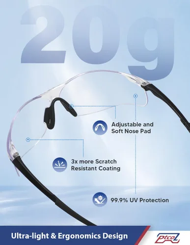 Vista 10 de Paquete de 3 lentes de seguridad tintados ámbar: lente de policarbonato antiarañazos con certificación ANSI Z87.1, protección UV para construcción
