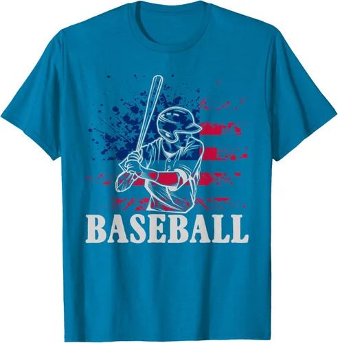 Vista 10 de Camiseta de béisbol deportiva estadounidense con bandera estadounidense, Negro, S