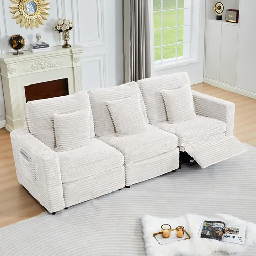 Vista 48 de ORRD Consola de almacenamiento multifuncional con soportes dobles para tazas, mesa, estación de carga USB para sofá modular seccional para sala