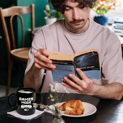 Vista 9 de YHRJWN Regalos de juegos para hombres, taza de café Gamer Mode ON para los amantes de los juegos, idea de regalos para jugadores para Navidad