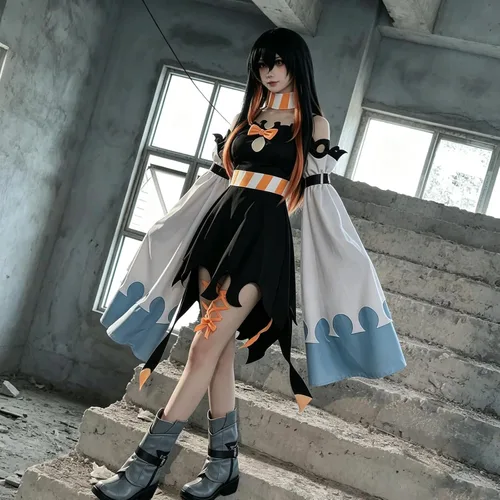 Vista 2 de Amo Cosplay Disfraz Gachiakuta Conjunto Completo Mujer Negro Correa Falda negro B