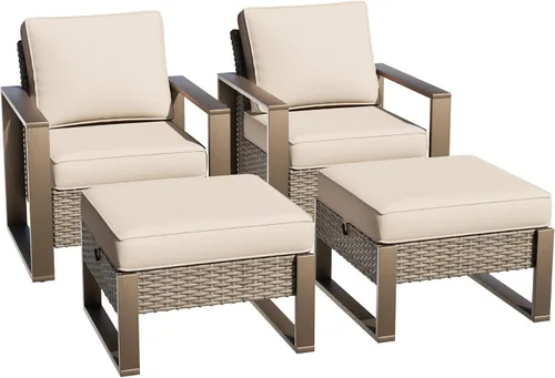 Vista 20 de Sofá de Mimbre Metálico para Patio de 75", Sofá Sillón de Ratán para Exteriores de 3 Asientos para Todo Tipo de Clima con Cojines Premium