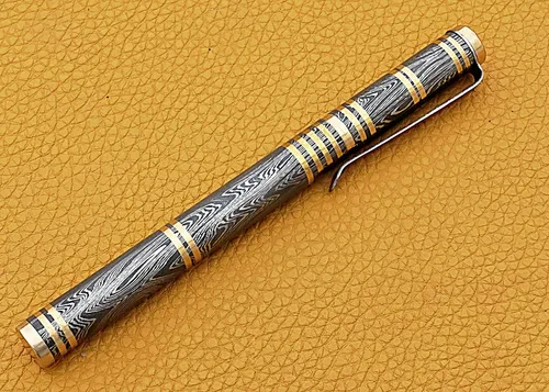 Vista 5 de SMART & SHARP Hecho a mano personalizado Damasco acero pluma tinta azul escritura pluma punta de bola. SS-17337 (negro)