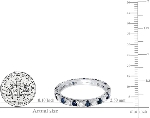 Vista 5 de Dazzlingrock Collection 2.3mm Each Alternate Round Blue Sapphire & White Diamond Eternity Wedding Anniversary Ring Band for Her in Gold
