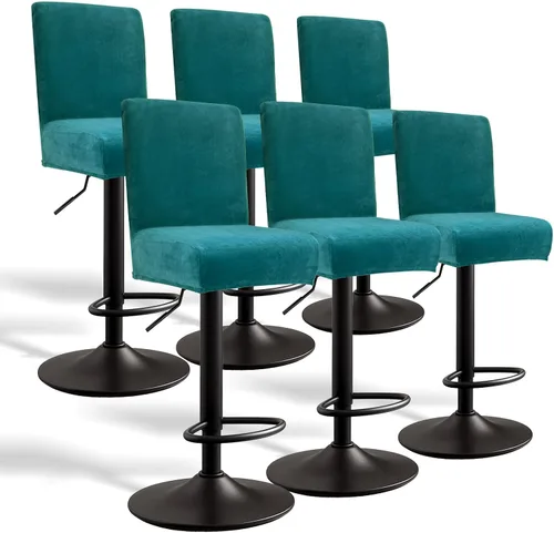 Vista 18 de Juego de 4 fundas de terciopelo para taburetes de bar, fundas elásticas suaves para taburetes de bar con respaldo, lavables, extraíbles, fundas