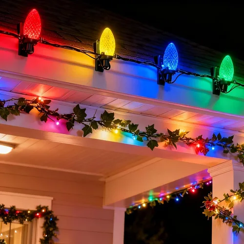 Vista 6 de Dazzle Bright C9 - Guirnalda de luces de Navidad, 100 luces LED de 66 pies, impermeables, conectables, con 100 clips de resorte, temporizador