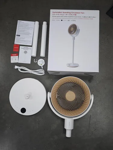 Vista 6 de SwitchBot Ventilador de pedestal inteligente, ventilador oscilante recargable para dormitorio, con cable e inalámbrico, ventilador de piso