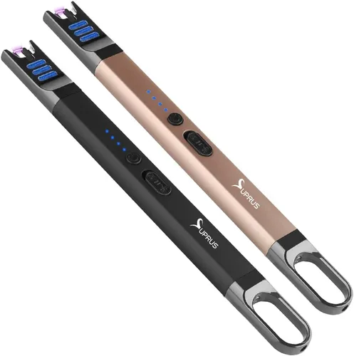 Vista 9 de SUPRUS Encendedor eléctrico de arco para velas, resistente al viento, sin llama, recargable por USB, con luz LED, para velas, camping, barbacoa