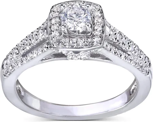 Vista 3 de Kobelli Anillo de compromiso de diamantes de 12 quilate TDW multifila halo de 14 k oro blanco