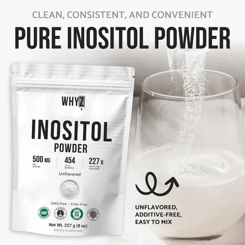 Vista 5 de Inositol en polvo de 8 onzas, suplemento de inositol natural para apoyo ovárico, fertilidad y equilibrio hormonal, polvo de inositol puro