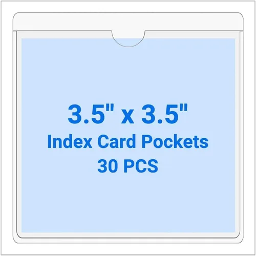 Vista 54 de 30 PCS Clear Self Adhesive Plastic Label Pockets, Top Loading Business & Library Index Card Holders, Peel and Stick Sleeves for Storage Bins, Totes