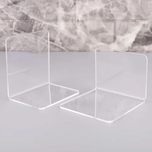 Vista 7 de 2 soportes para libros, sujetalibros de acrílico transparente, soportes antideslizantes para libros, películas, CDs, videojuegos