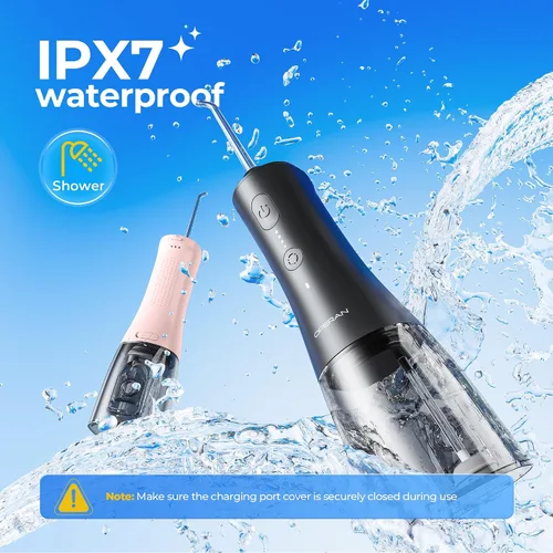 Vista 7 de Operan Irrigador dental de agua inalámbrico de 10.1 fl oz, irrigador dental portátil para dientes, 4 modos de pulso, IPX7, irrigador oral