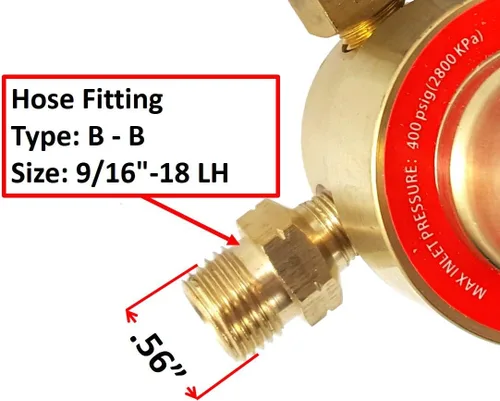 Vista 3 de SÜA - Medidores de gas de soldadura con regulador de acetileno - CGA-200 - Conector trasero - Serie LDB - Revise todas las imágenes y lea