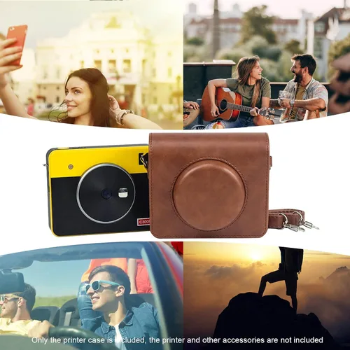 Vista 7 de Funda protectora para cámara instantánea e impresora fotográfica Kodak Mini Shot 3, piel sintética, con correa ajustable extraíble