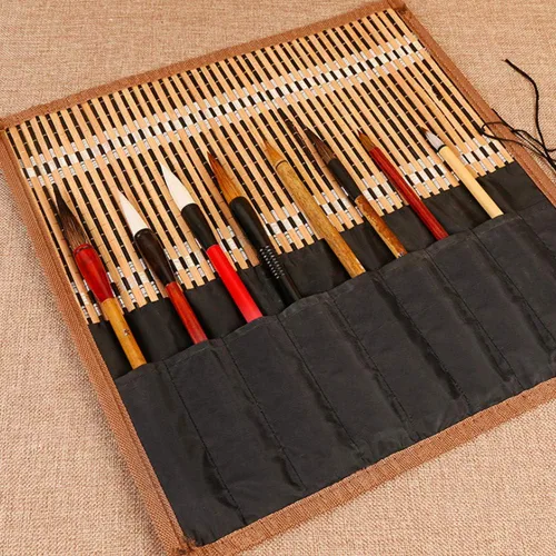 Vista 5 de Estuche portátil para pinceles de caligrafía china para escritura de arte chino, estuche organizador de acuarela, bolsa de protección grande