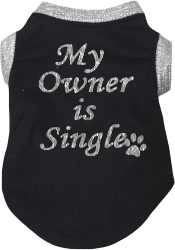 Vista 5 de Petitebella My Owner is Single Puppy - Camisa para perro (negro/morado, XS)