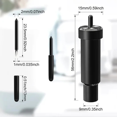 Vista 3 de Carcasa negra de corte profundo + hoja de punta profunda de repuesto compatible con máquinas de corte Air2/Air3/Maker/Maker, 3, materiales más