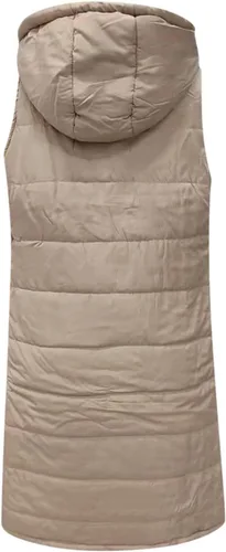 Vista 24 de Chaleco largo para mujer, sin mangas, acolchado, con cremallera, capucha, abrigo de invierno cálido, ligero, con bolsillos