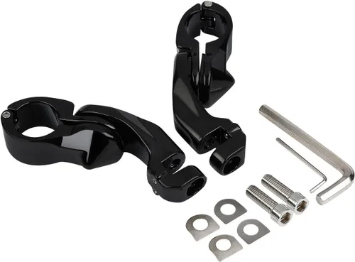 Vista 14 de TCMT 10 mm Estribos para motocicletas Compatibles con Harley Street Glide Road King Montura macho (Estribos estilo A, negro)