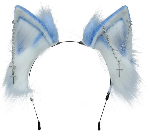 Vista 18 de VIGVAN Diademas de animales Cosplay orejas Fox Punk Cross 3c negro