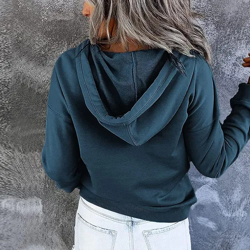 Vista 4 de Sudaderas con capucha elegantes para mujer, de manga larga, con cordón, sudaderas con capucha para otoño, trajes de moda 2023