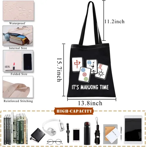 Vista 2 de BDPWSS Mahjong Tote Bag Mahjong Lover Gift Mahjong Fan Gift Mahjong Player Gift It's Mahjong Time Mahjong Game Gift