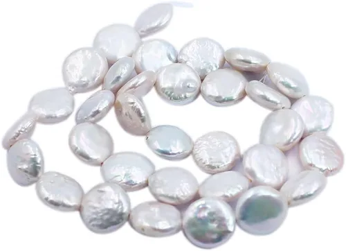 Vista 7 de SR BGSJ Botón de moneda natural de 0.433-0.472 in, blanco, rosa, morado, perlas de agua dulce, collar, pulsera, aretes, fabricación de cuentas