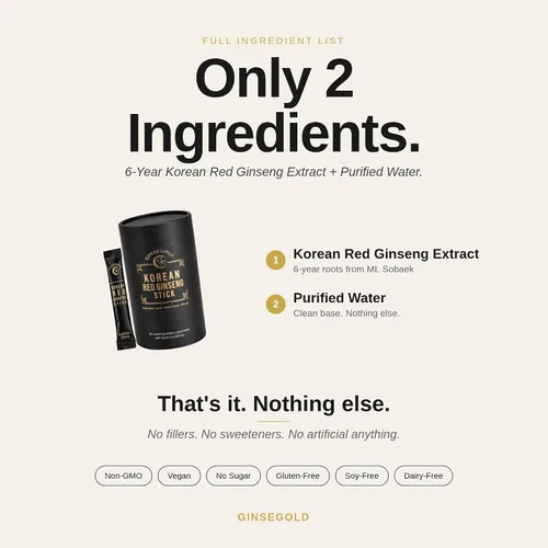 Vista 3 de Palitos de extracto de ginseng rojo coreano de 1,500 mg Líquido de ginseng listo para beber raíz de 6 años Sin azúcar Sin cafeína Hecho
