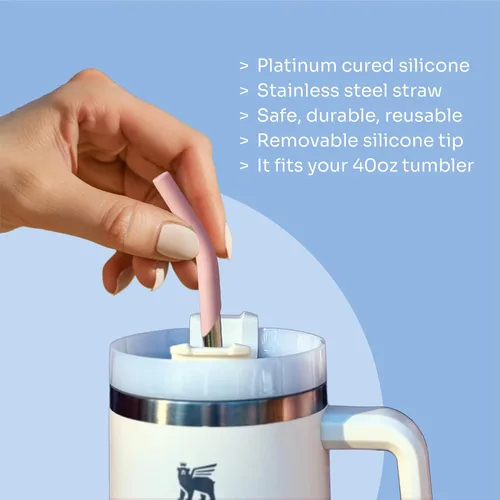 Vista 5 de purifyou Pajitas de acero inoxidable extra largas de 14.5 pulgadas con puntas de silicona, popotes de metal reutilizables para vasos, licuados