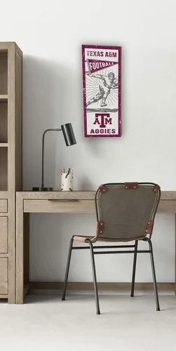 Vista 2 de KH Fan de los deportes 7" x18" jugador de Texas A & M Aggies clásico 7" M Wall Sign