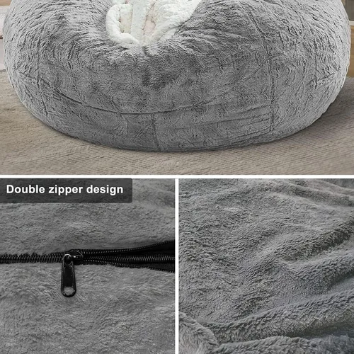 Vista 3 de DIOB Funda redonda para silla de puf, para adultos, adolescentes (relleno no incluido), silla de sofá gigante suave, cómoda silla de descanso