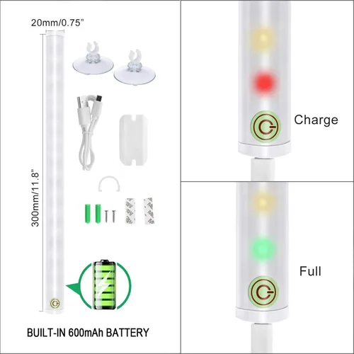 Vista 2 de Luces LED portátiles para espejo de tocador, luz diurna simulada, control táctil de 4 niveles de brillo, luces de maquillaje recargables e