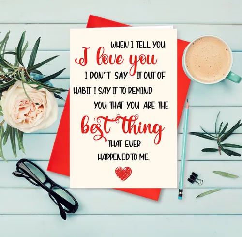 Vista 5 de Tarjeta de San Valentín con texto en inglés "When I Tell You I Love You", regalo de aniversario, boda, cumpleaños para esposa, marido, novia, novio